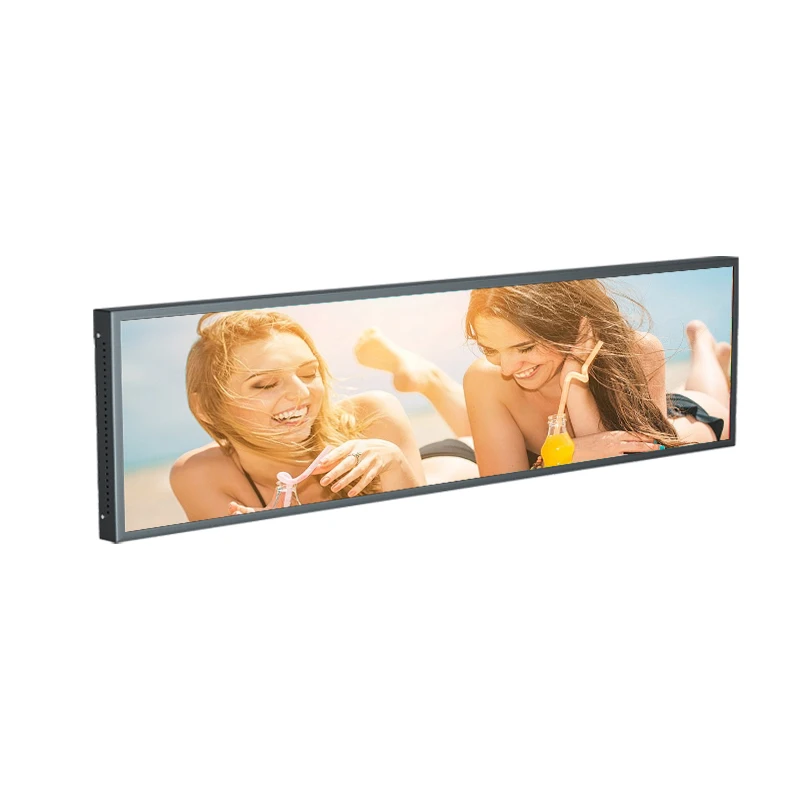 Customized 28 inch digital signage and displays store wide touch screen monitor shelf bar lcd advertising strip LCD display