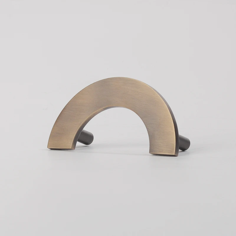 Qiansi HK0166 Half Moon Solid Brass Furniture Handle Modern Cabinet Kitchen Cupboard Drawer Door Handles Pull