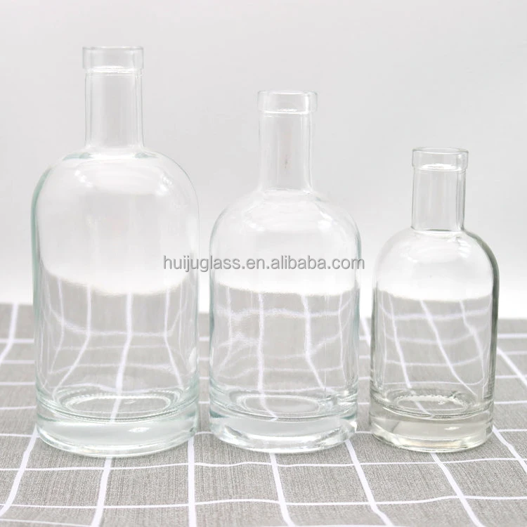 100ml 200ml 375ml 500ml 750ml 1000ml Luxury clear cork top liquor spirits rum vodka whiskey tequila gin glass bottles