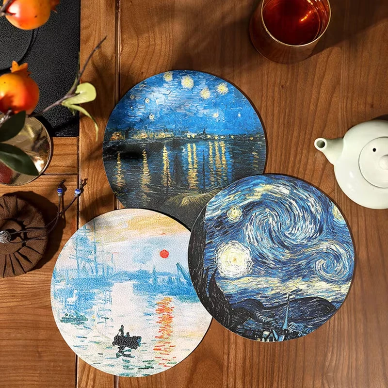 Hot Sales Anti Slip And Thermal Insulation Place Mat Printing Personalized Round Cup Mat