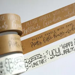 Box Seal Tape Custom Logo Water Activated Reinforced Kraft Paper Tape Adhesive Custom Packing Tape