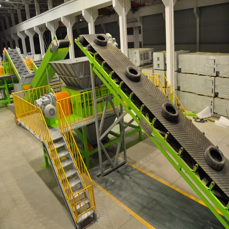 TDF TDA rubber shredder shredding machinery waste tyre machine tire recycling plant