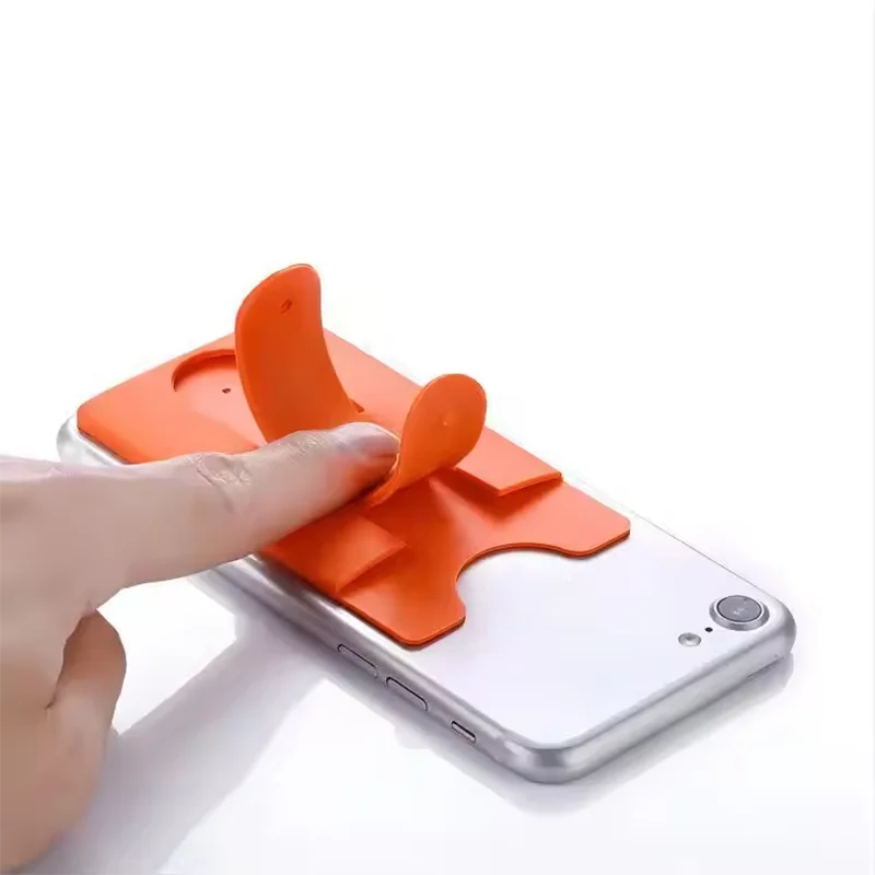 Custom Logo Multi Function Silicone Cellphone Mobile Stand Business Credit Card Holder Sticky Smart Phone Wallet