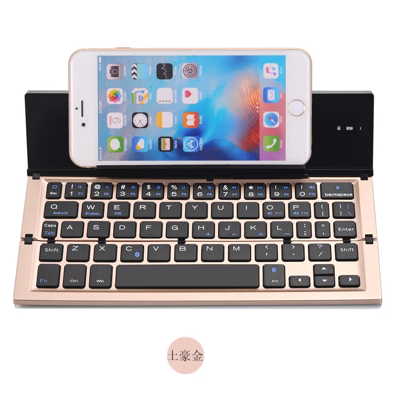 Folding Keyboard Three-system Multimedia Mobile Phone Tablet Computer Aluminum Alloy Wireless Bt Keyboard