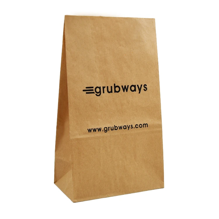 Custom printing Brown kraft burger bread baguette flat bakery paper bag for snack fried fast food sandwich packaging