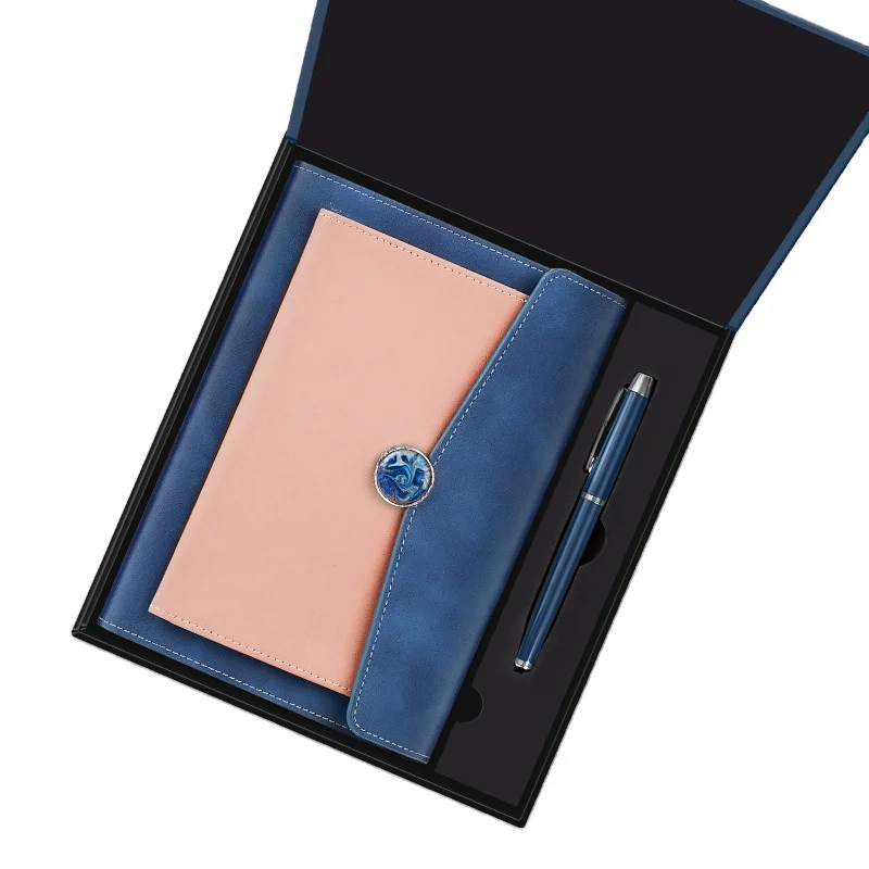 A5 Grid Hard Cover Pu Leather Custom Diary Weekly Monthly Daily Note Book With Pen Paper Notebook