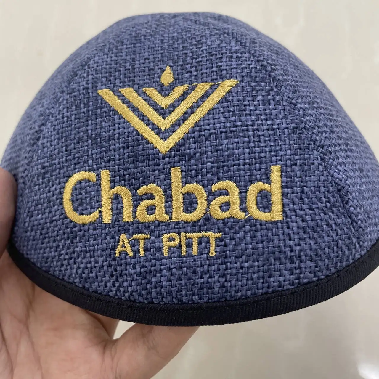 Chabad Custom Logo Kippah Jewish Hat Custom Personolized Printing Label Yamulka Linen Crochet Judaica Israel Kippot
