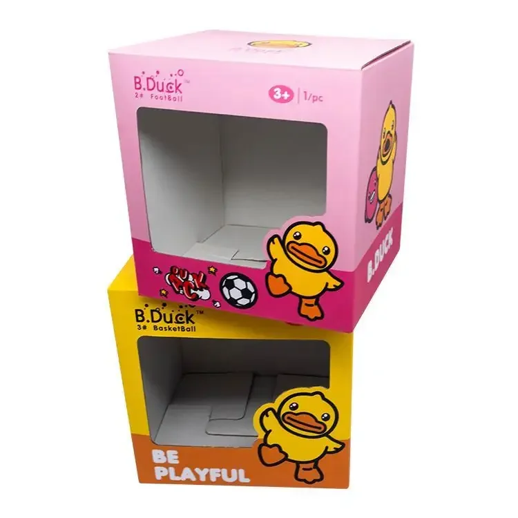 Wholesale custom popular display kids toys square transparent paper box with brand logo packaging