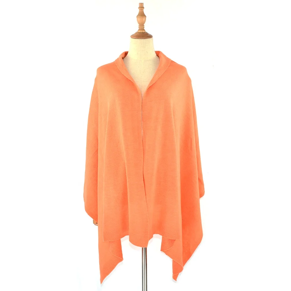 
Wholesale Colorful Knit Women Solid Lightweight Cashmere Fleece Wool Cape Wrap Shawl Poncho 
