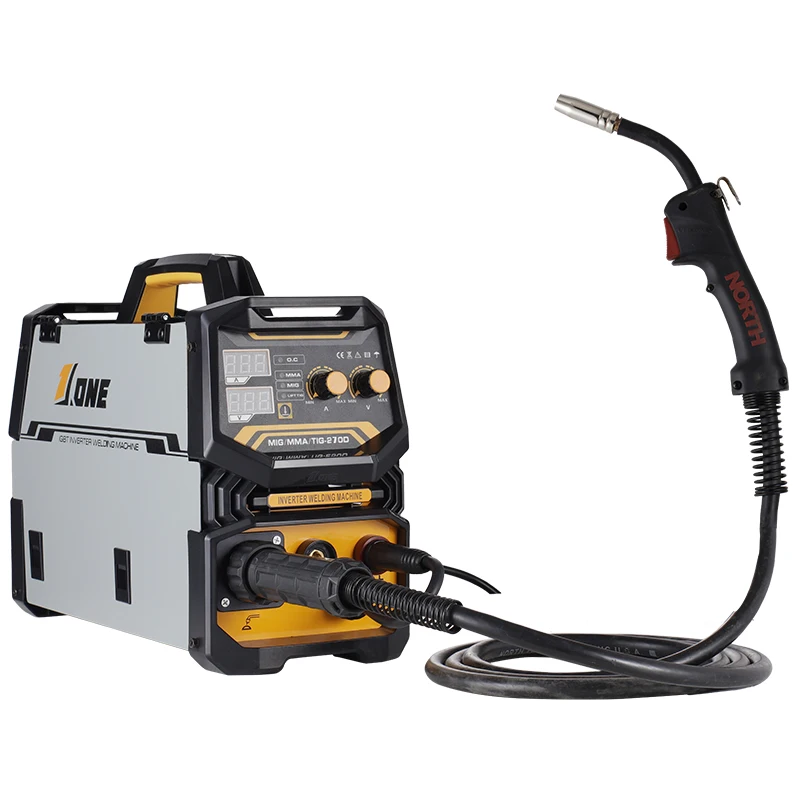 JONE  New design IGBT 3 IN1 MIG welder soldadora MIG MMA TIG 270A welding machine 5kg GASLESS+GAS Flux wire machine for dealer