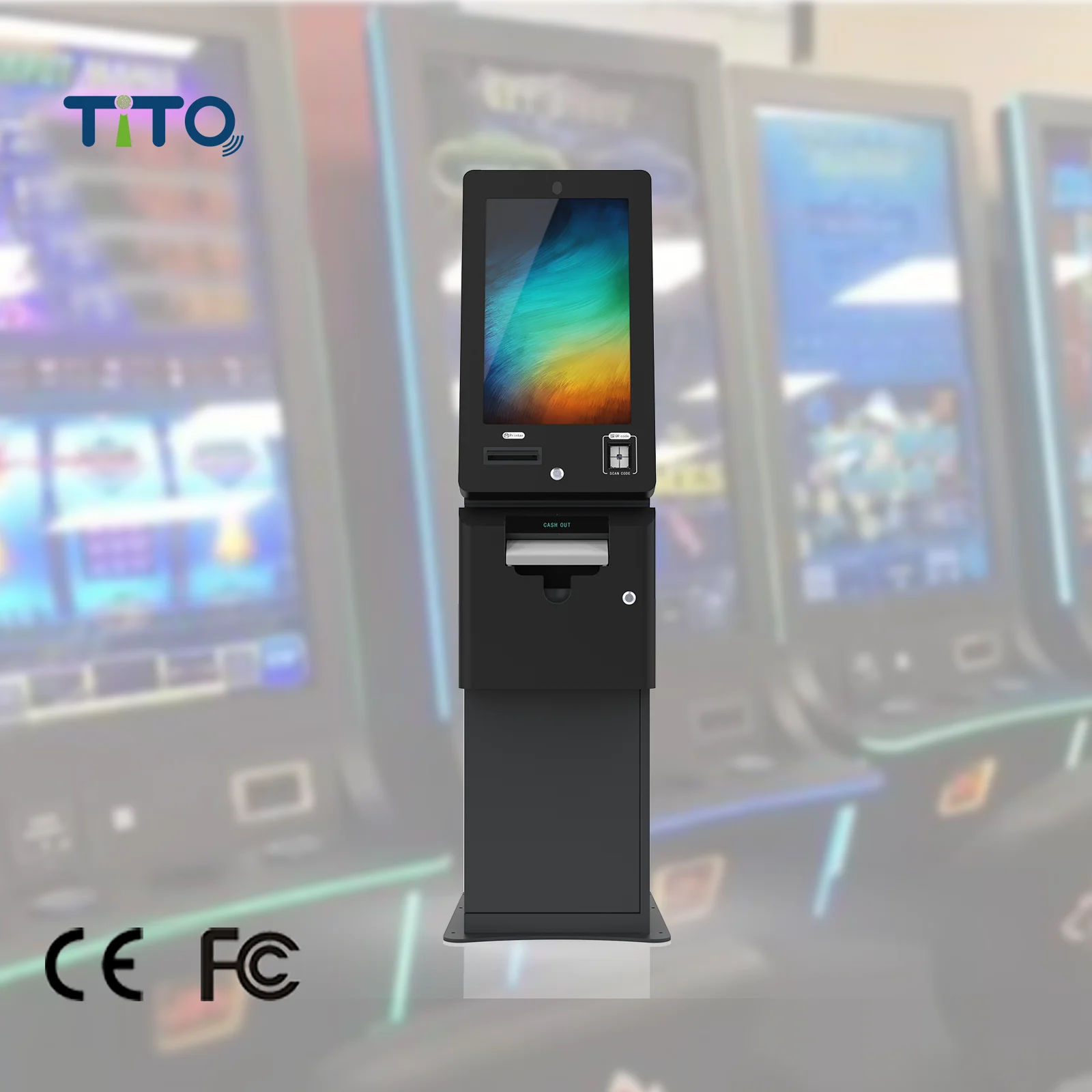 QR code redemption kiosk self payout kiosk online token wagering machine Aurora holiday special skill game cabinet
