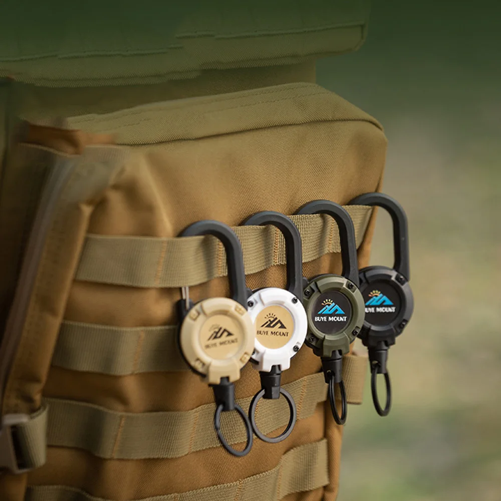 Metal EDC Portable Safety Buckle Anti-Theft Retractable Lock Key Ring Quick Hanging Outdoor Camping Hiking Telescopic Keychain