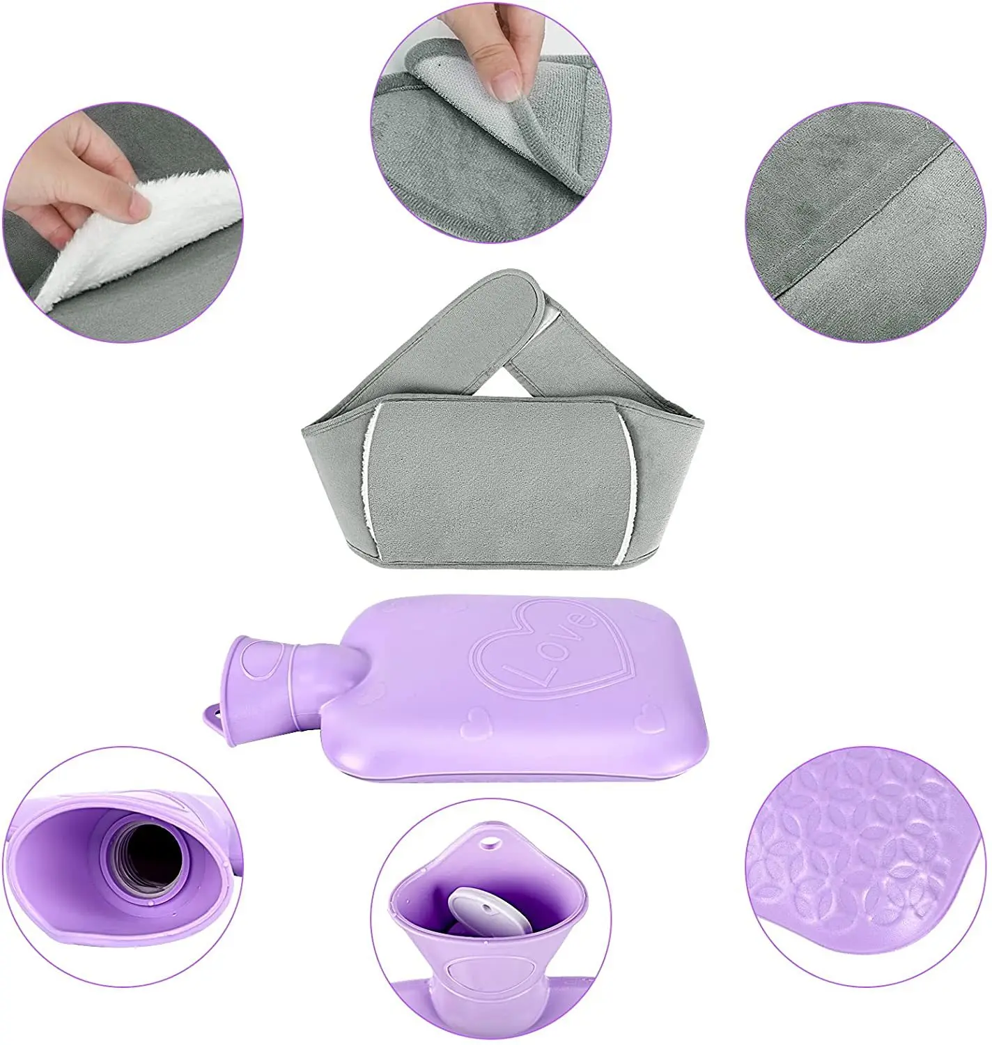 Durable Water-filling Hot-water Bottles Cheap Flush Hot Water Bag with Waist Belt