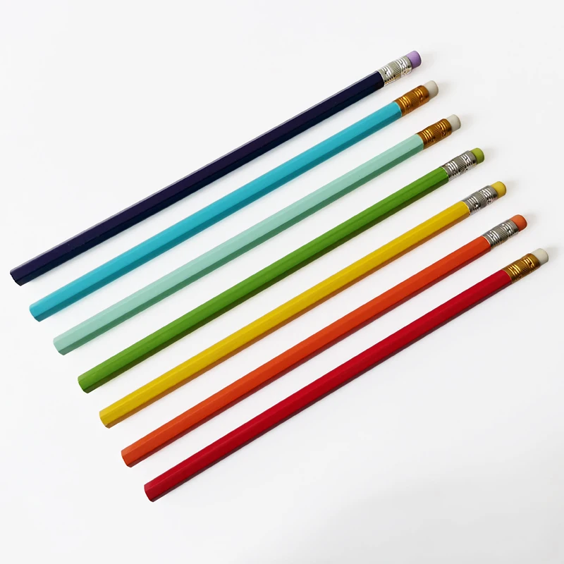 Kids school stationery set custom graphite HB2 pencils wholesale high quality wooden no.2 pencils with logo custom printed