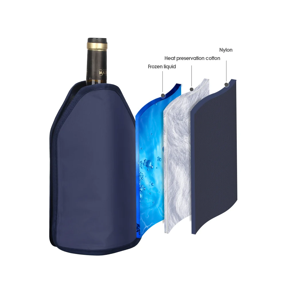 Wine Bottle Cooler Sleeve Ice Gel Freezer Portable Insulated Wine Bottle Chiller Keep Wine Cold