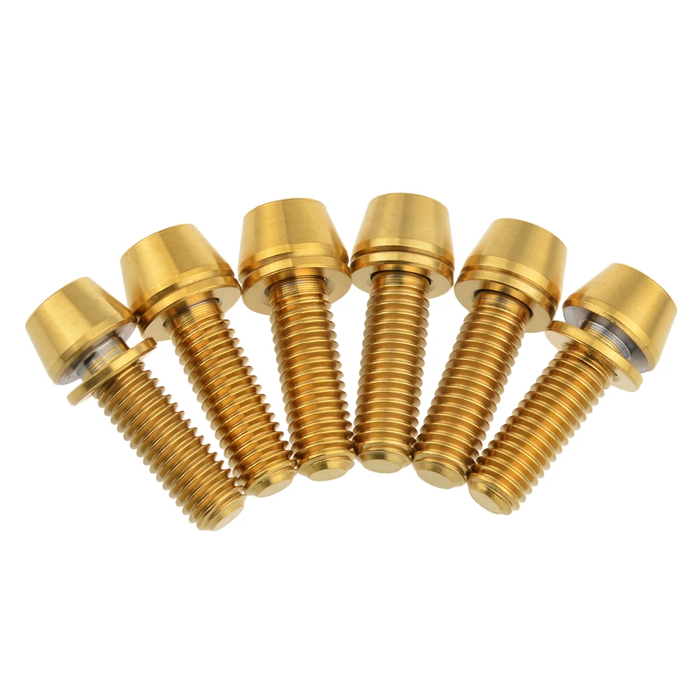 6 pcs M5 Titanium Bolt Taper Head Hex Screws With Non-shedding Washer