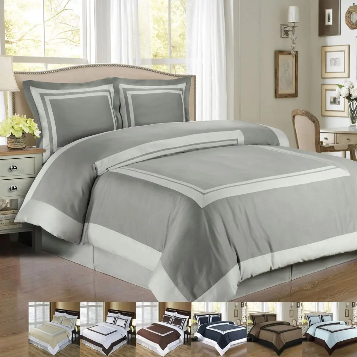 Comforter Cover Multi-piece 100 % Egyptian Cotton 400 TC  Hotel Duvet Cover Set Colorblock Bedding Set