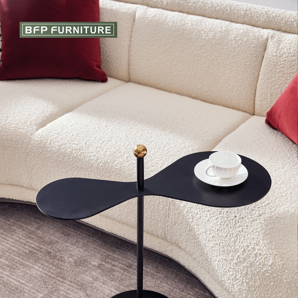 BFPHOME Italian Style Lambswool Solid Wood Sponge Filling Living Room Sofa Set for Luxury House Villa Resort Hotel and Apartment