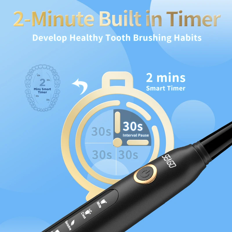 Wholesale Rechargeable Electric Toothbrush with Travel Case Sonic Toothbrush for Travel 8 Brush Heads with Pressure Sensor