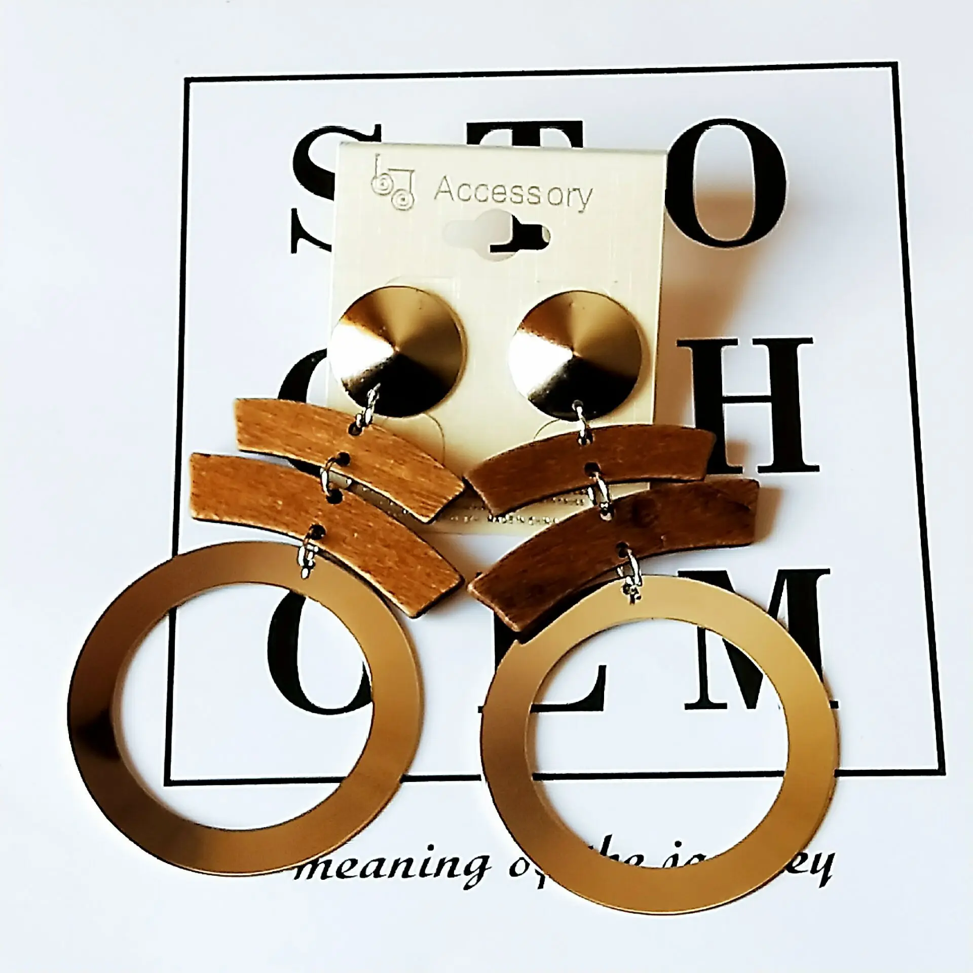 African Geometric Wooden Drop Earring Long Hollow Round Handing  For Womens Jewelry Accessories Earring