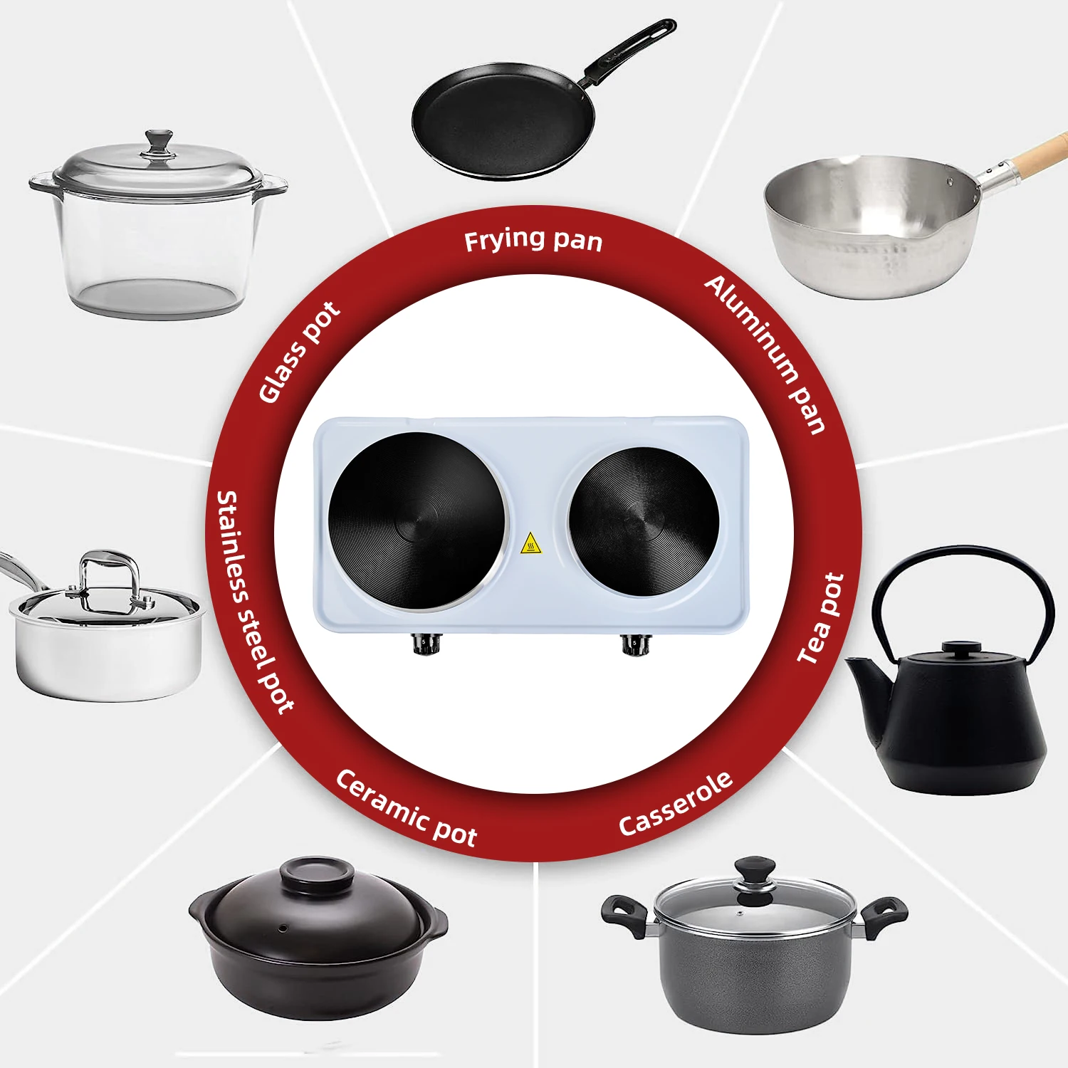 New Commercial 2500W Aluminum Alloy Heating 2 Plate Counter Top Electric Stoves Cooking Hot Plates Cooker Without Gas