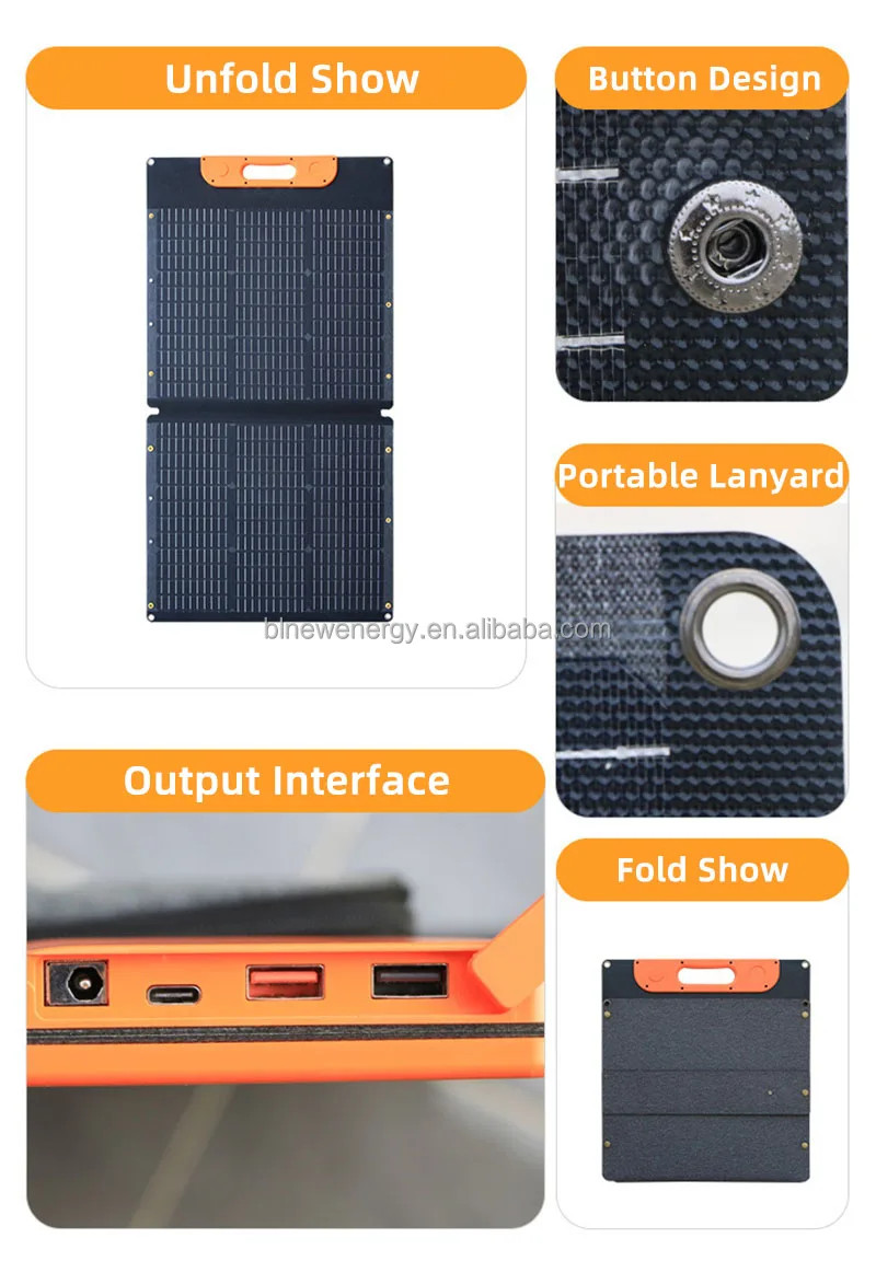 100W Multifunctional ETFE Solar Panel Charger Portable Lightweight 5V/18V Solar Cell Charger with USB/DC/Type C Interfaces