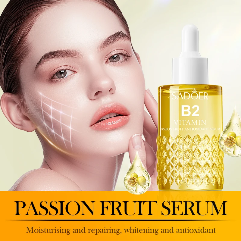 OEM SADOER Private Label Face Serum Passion Fruit Vitamin B2 Antioxidant Essence Niacinamide Nourish Skin c