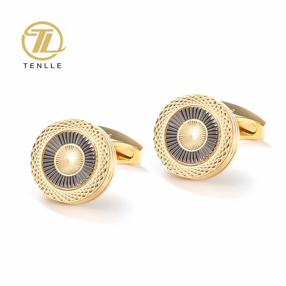 High Quality Steampunk Stainless Steel Silver Engraved Cufflinks for Men