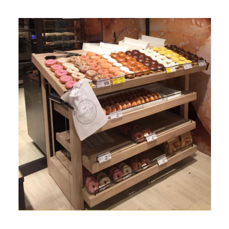 Деревянная стеклянная витрина Kainice на заказ стенд для хлеба пекарни шкаф