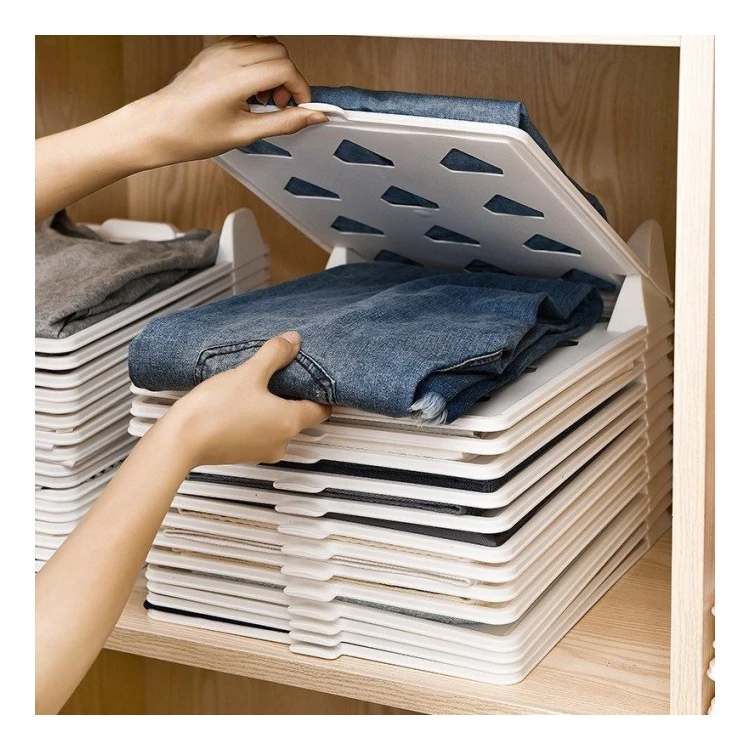 Multi-Functional Lazy Fold Closet Storage Board Separate Tools Foldable Clothes Storage Artifact System