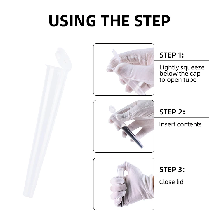 Custom Child Resistant Plastic colorful 116mm Conical Tube Display Tube Smell Proof Pop Top Rolled Tubes Packaging With Lid