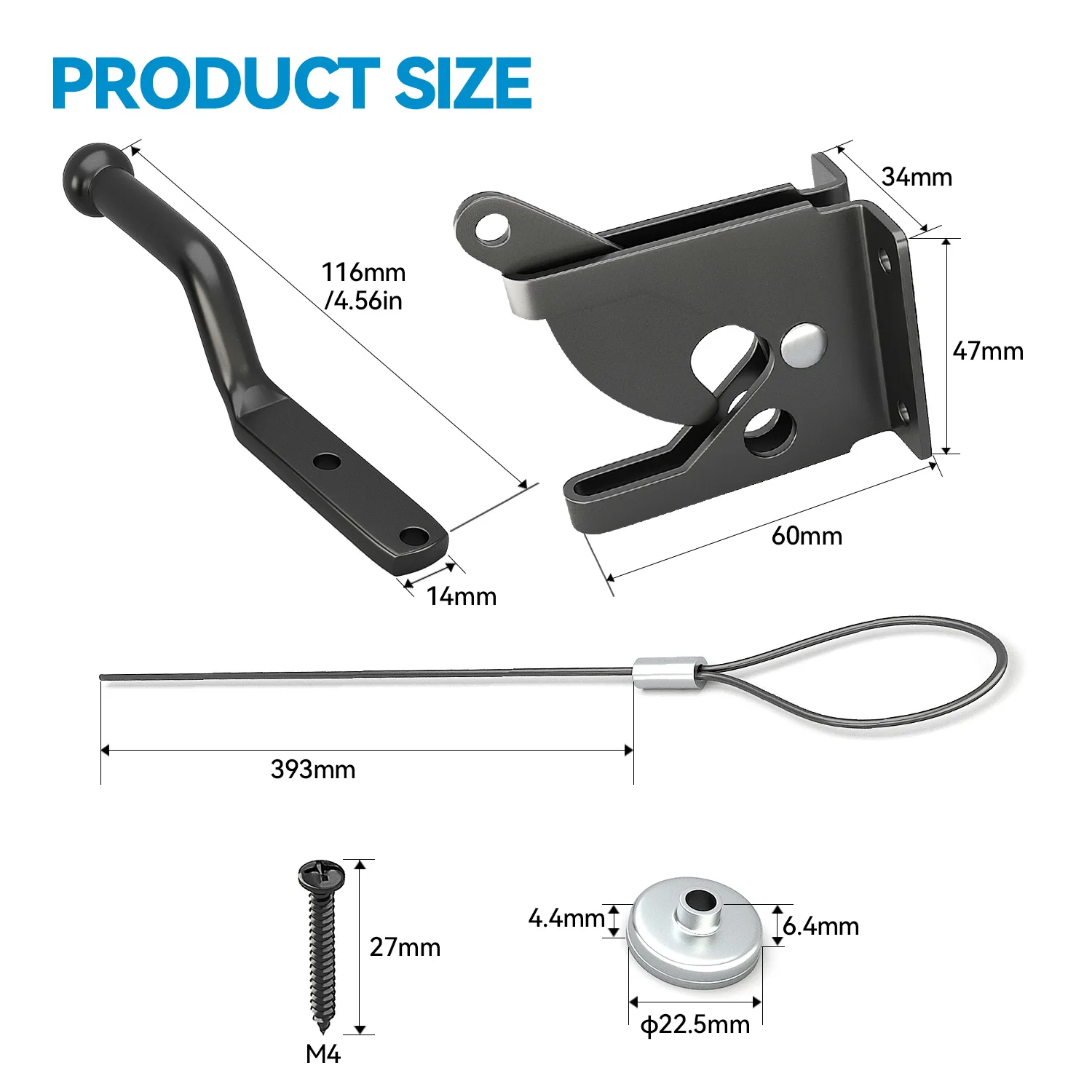 Heavy-Duty Automatic Gravity Lever Sliding Door Latches Modern Steel Self-Locking Gate Fasteners Wooden Fence Hotel Use Iron