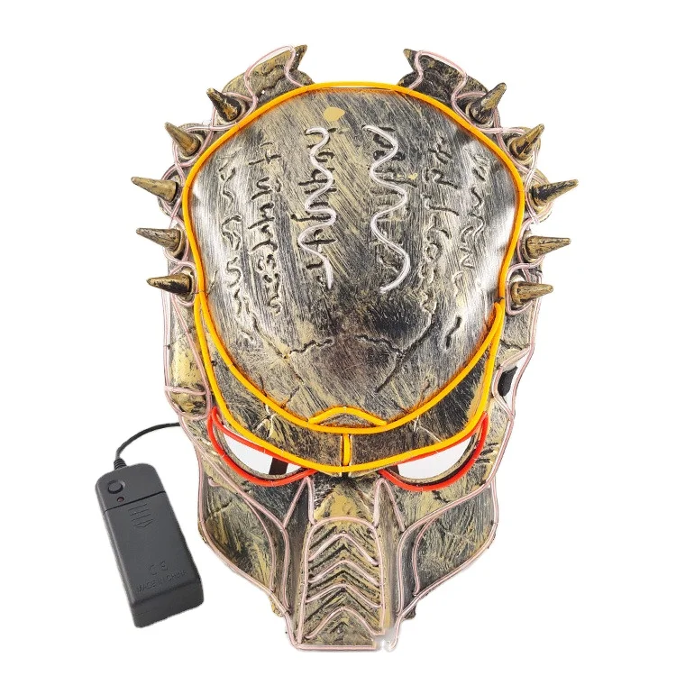 2021 New Predator Full Face Cover LED Light EL Wire Masquerade Halloween Party Horror Mask For Adult Kids
