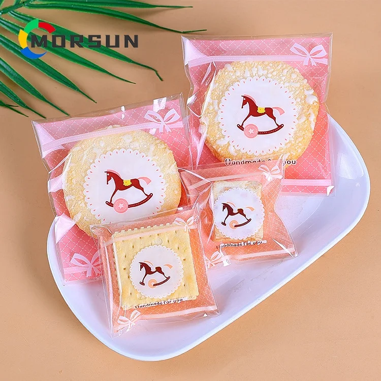100 Counts Self-adhesive Cello Cellophane Bag Self Sealing Plastic Bags Hobbyhorse Printing Candy Packing