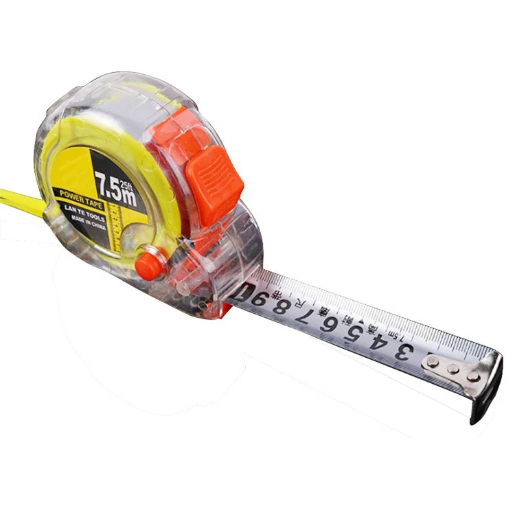 Custom Logo 3m 5m 7.5m 10m Self-lock Steel ABS Case Stainless Steel Transparent Casing Measuring Tape