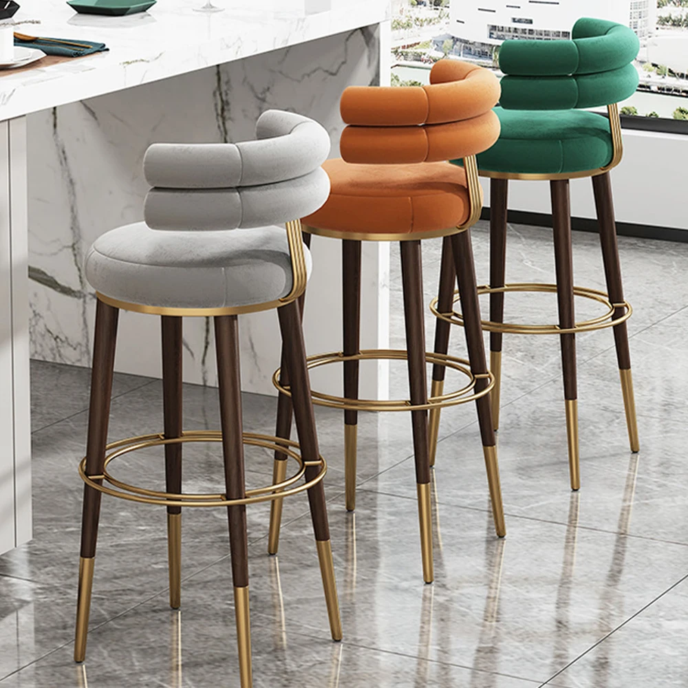 Custom Luxury Modern Counter Height Barstool Wooden hotel Kitchen Island High Chair pub Bar Stools For Restaurants