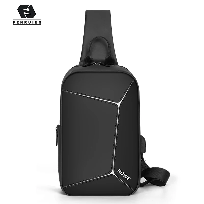 FENRUIEN Men Crossbody Bag Anti-thief Male Shoulder 7.9 Inch 2021 Waterproof Chest Pack USB Charging Large Capacity