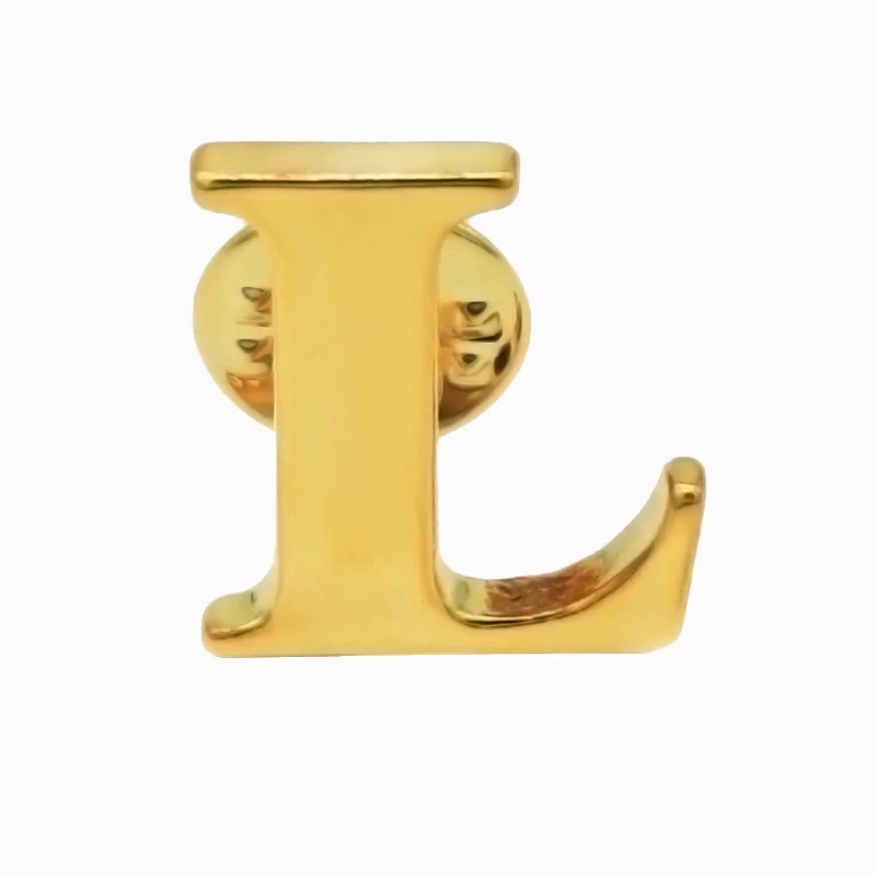 New 26 alphabet letter gold metal plated initial alphabet pin stainless steel enamel alphabet letter charms