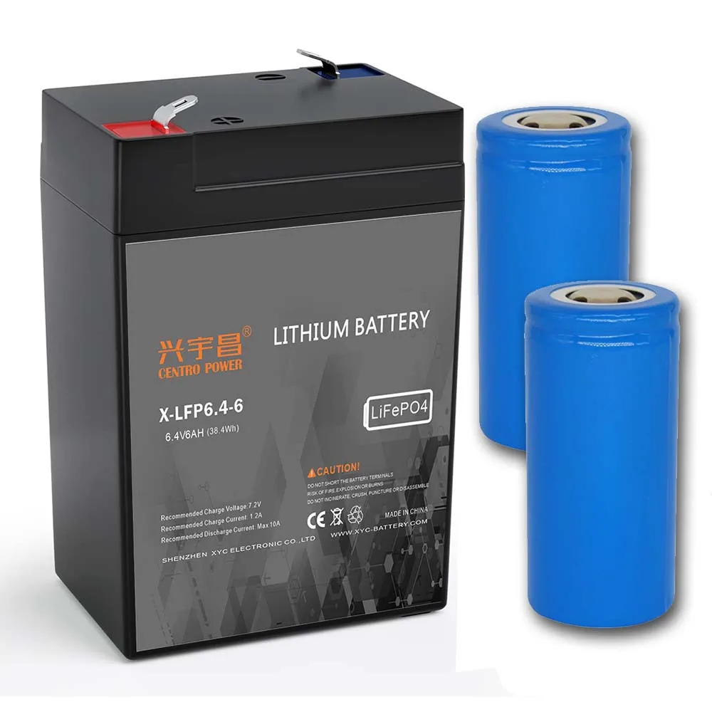 6V 6Ah Rechargeable LiFePO4 Battery Lithium Iron Phosphate Battery Pack for Emergency Light, Lantern, Kids Ride On
