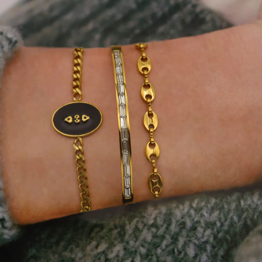 High Quality China Factory 316l cable bracelet charm Stainless Steel Jewelry gold Stainless Steel Bracelets For Women