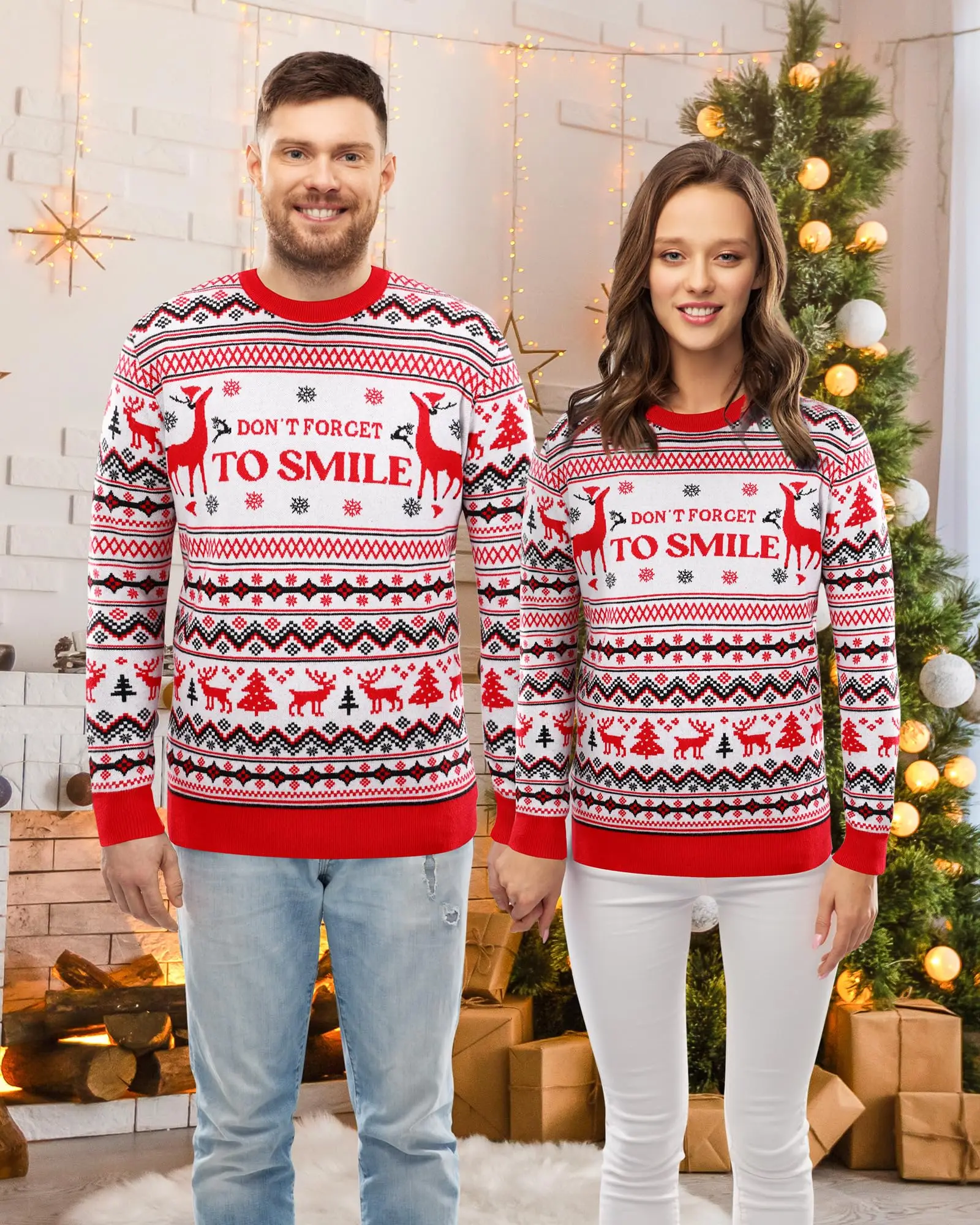 OEM Jacquard Knitted Pullover Matching Ugly Custom Design Christmas Sweater Family Green Acrylic Christmas Sweater For Men