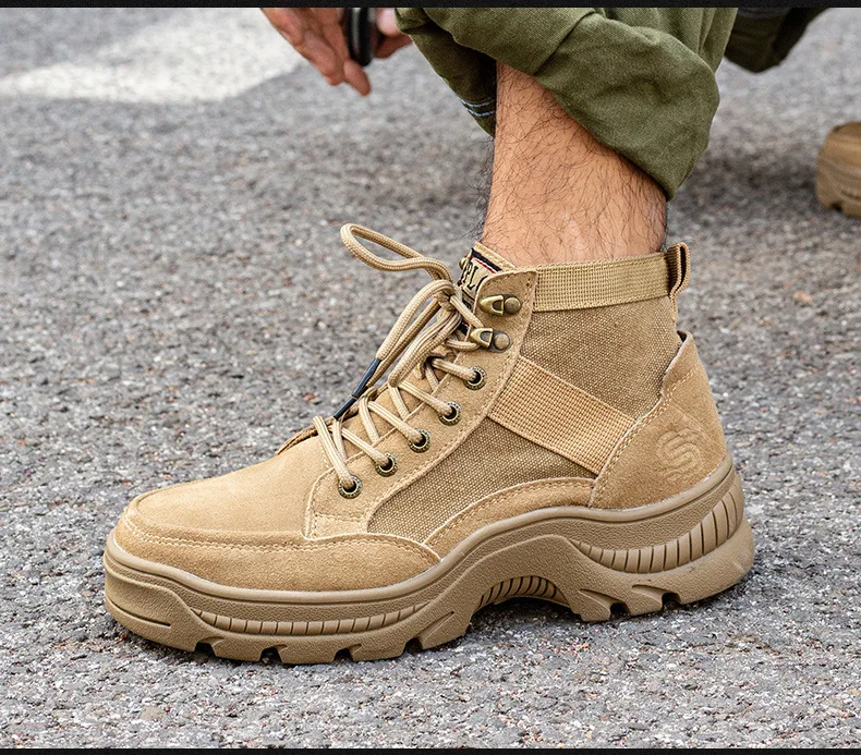 Automatic genuine leather Work Shoes Protective Shoes Fashion Sport Men Women Safety Boots Shoes