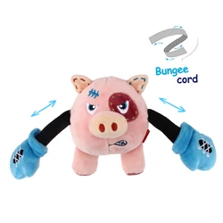 GiGwi new design Interactive pet plush toys dog toys monkey pig rabbit with squeaker& crinkle paper Bungee arm