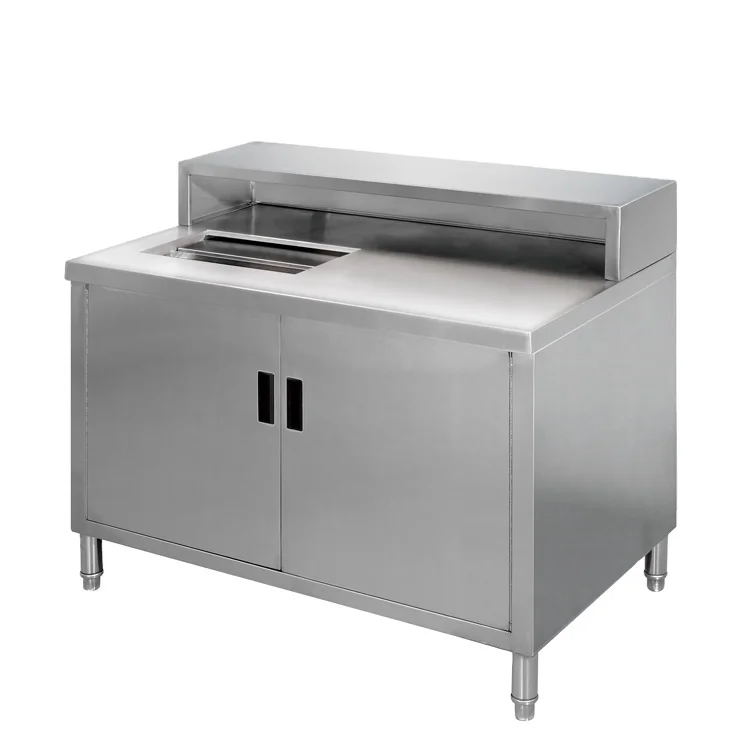S168 Stainless Steel Fabrication Ice Bin Workstation Bar Counter