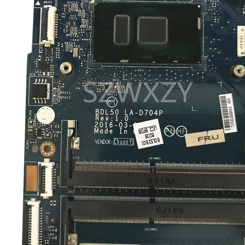 FOR HP 15-AY 115-AY028 Laptop Motherboard 854946-601 BDL50 LA-D704P With SR2EU I3-6100U DDR4 MainBoard 100% Tested Fast Ship