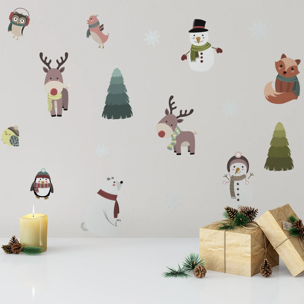 Funlife  PA130 Reindeer Stickers Eco-friendly PVC water proof decals Christmas Party Favors Supplies