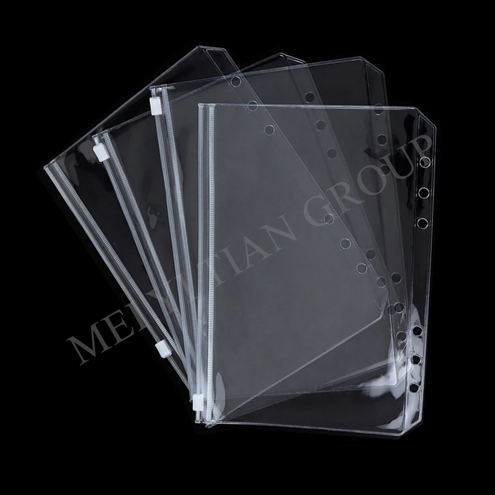 A5 A6 A7 Mini Zipper Pouch Bags Clear PVC Planner Journal Loose Leaf Binder Pocket Pens Cards Files Organizers Storage Zip Bag