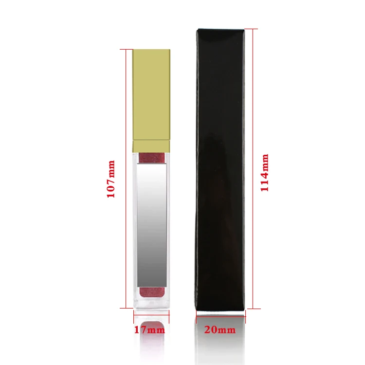 Wholesale Private Label Vegan Luxury Gold LED Square Matte Gloss Liquid Lipstick Tubes Custom Makeup Lipstick