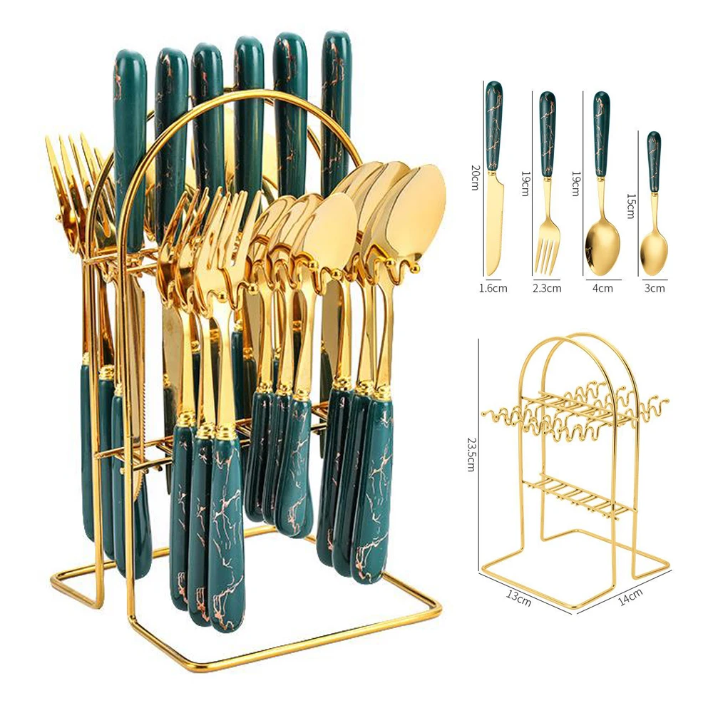 hot sells 24-piece ceramic handle knife fork and spoon Nordic style Western-style tableware gift box set