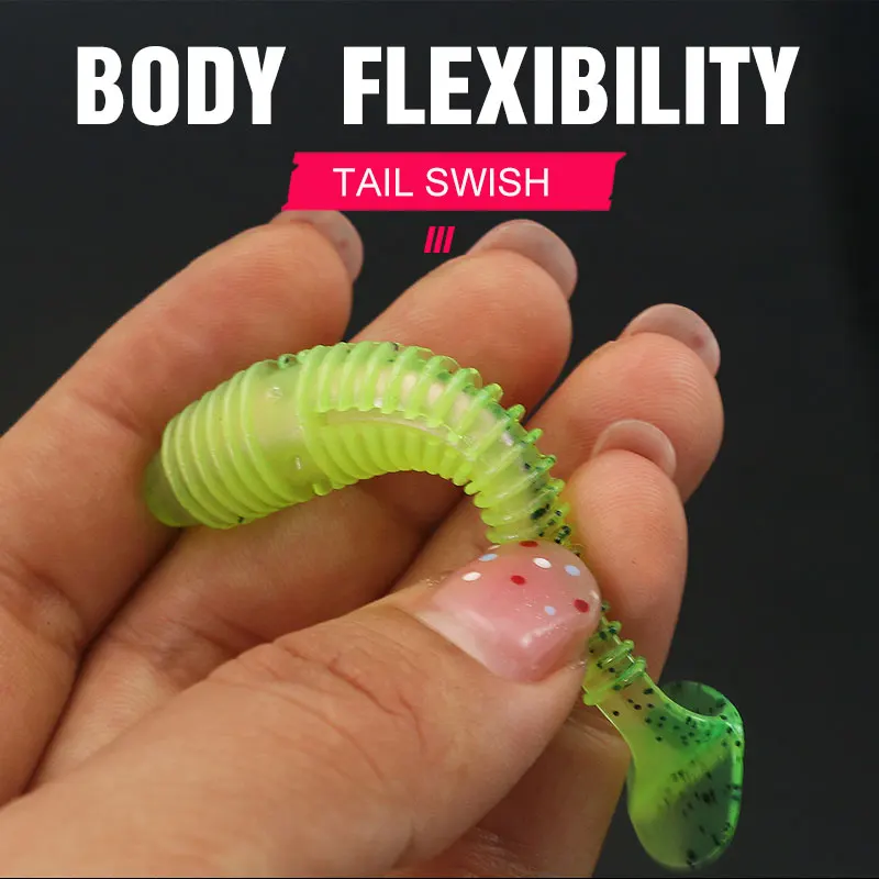 Glow Paddle Tail Soft Grub PVC Fishing Lure 5cm 6cm 7cm Soft Bait Root Luminous Paddle Tail for Night Fishing